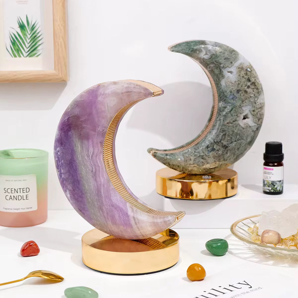 Moon Fluorite Gemstone Night Lamp