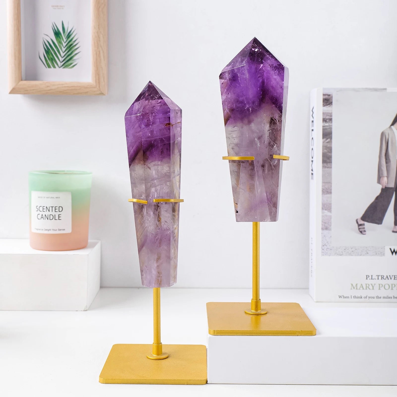 Amethyst Crystal Tower With Gold Holder