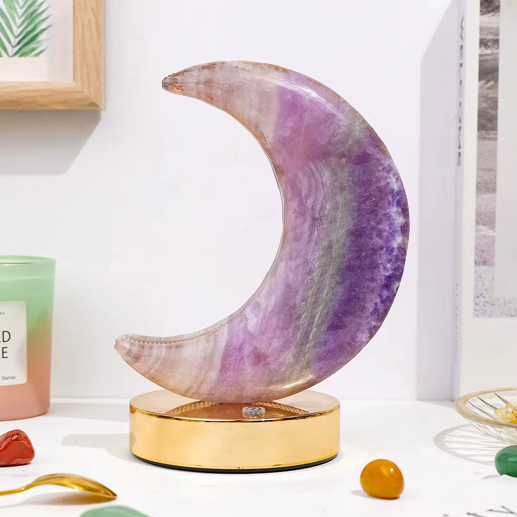 Moon Fluorite Gemstone Night Lamp
