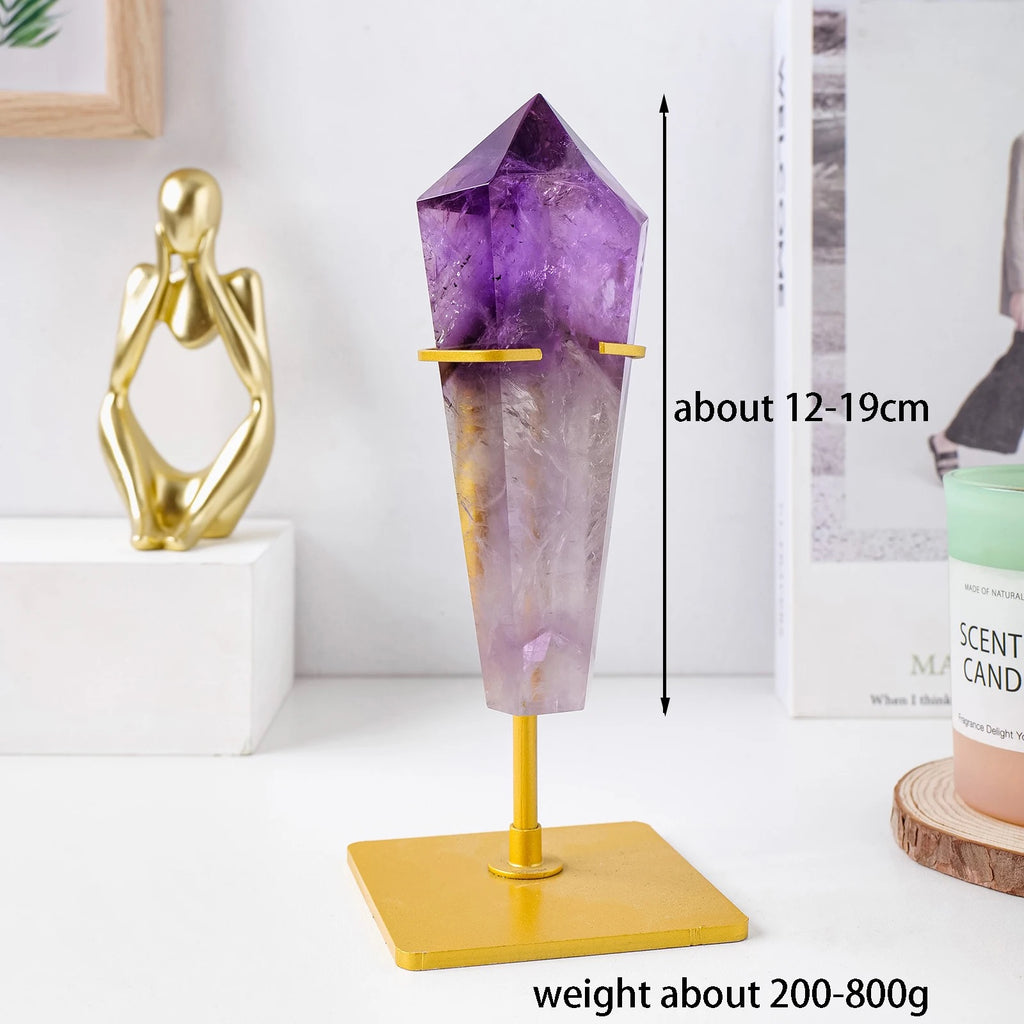 Amethyst Crystal Tower With Gold Holder