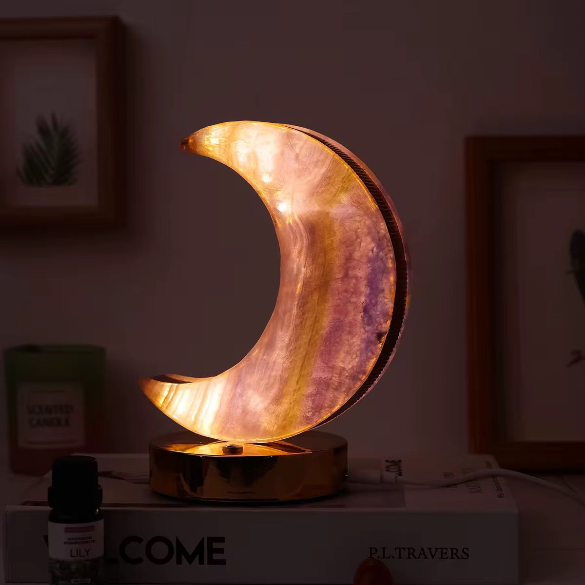 Moon Fluorite Gemstone Night Lamp