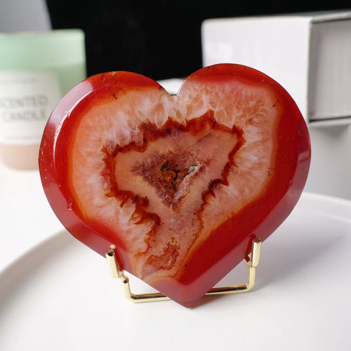 Carnelian Heart Figurine Table Top Decor
