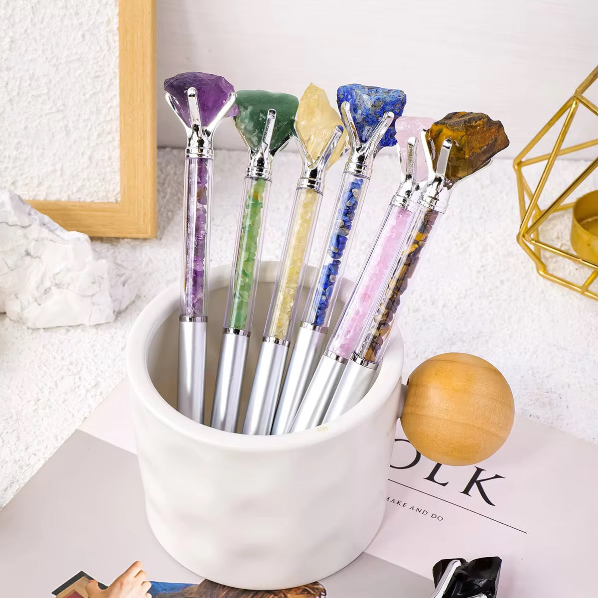 Journaling Pens with Crystal Gemstone