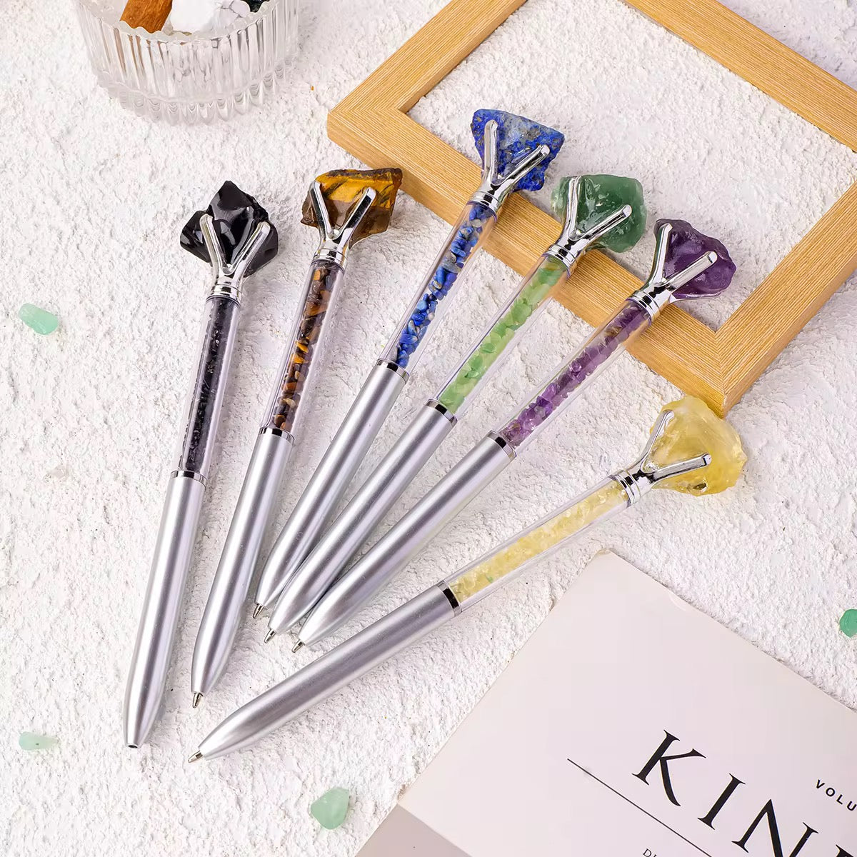 Journaling Pens with Crystal Gemstone