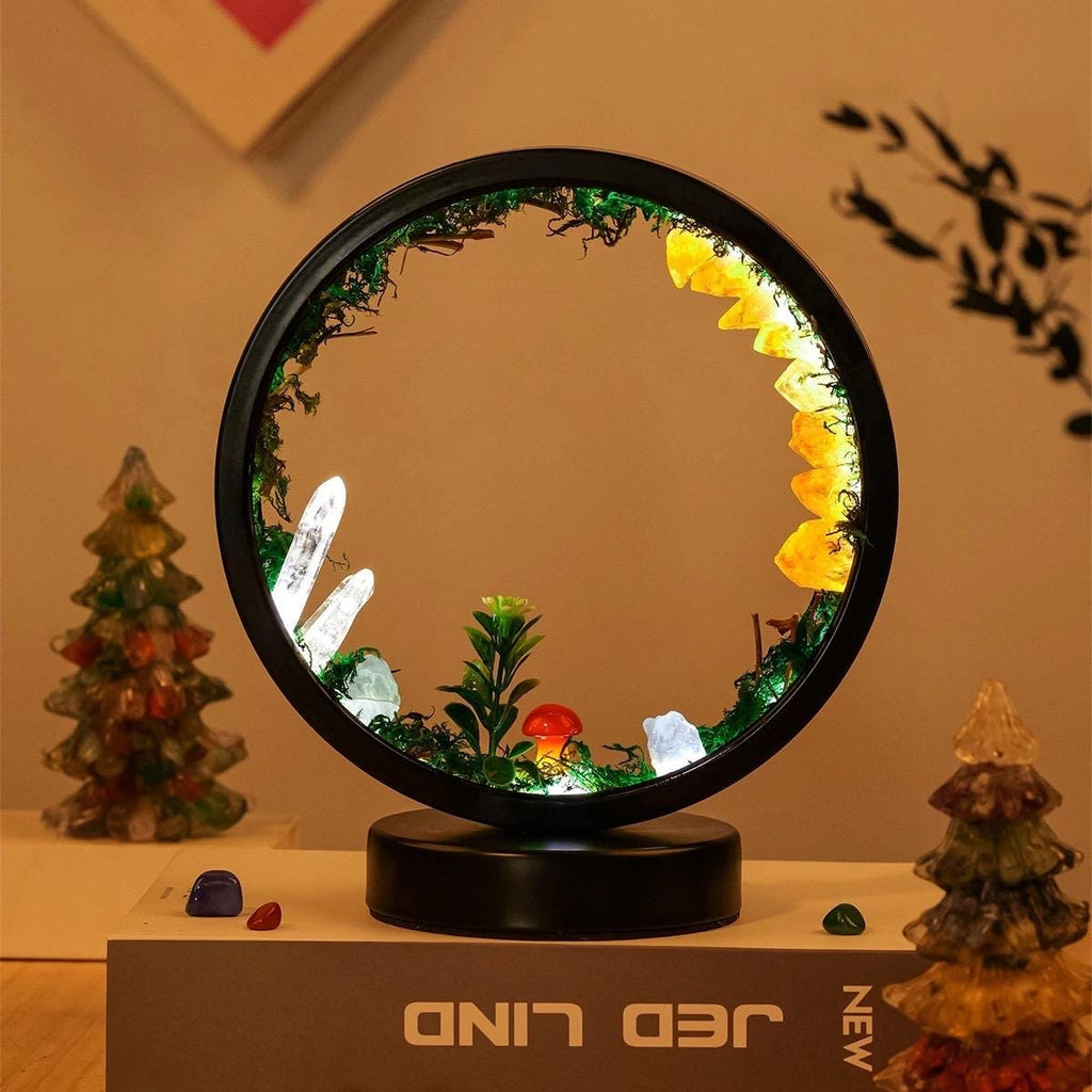 Zen Garden Crystal Lamp: LED Gemstone Night Light, Meditation Decor