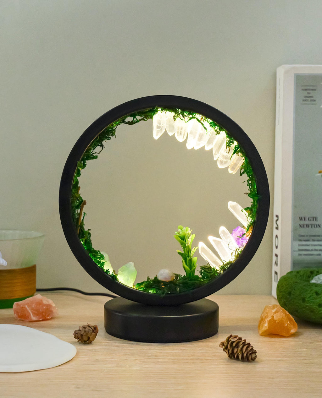 Zen Garden Crystal Lamp: LED Gemstone Night Light, Meditation Decor