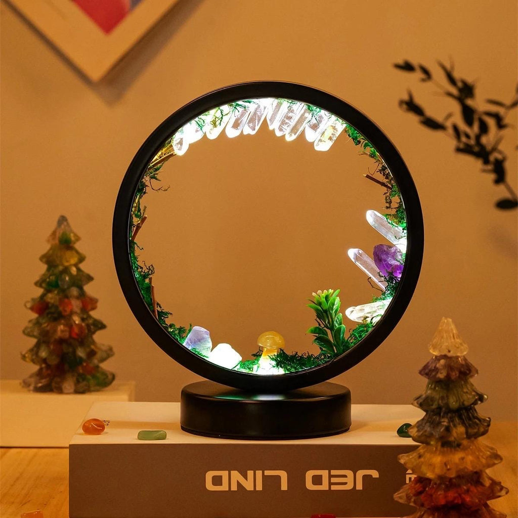 Zen Garden Crystal Lamp: LED Gemstone Night Light, Meditation Decor