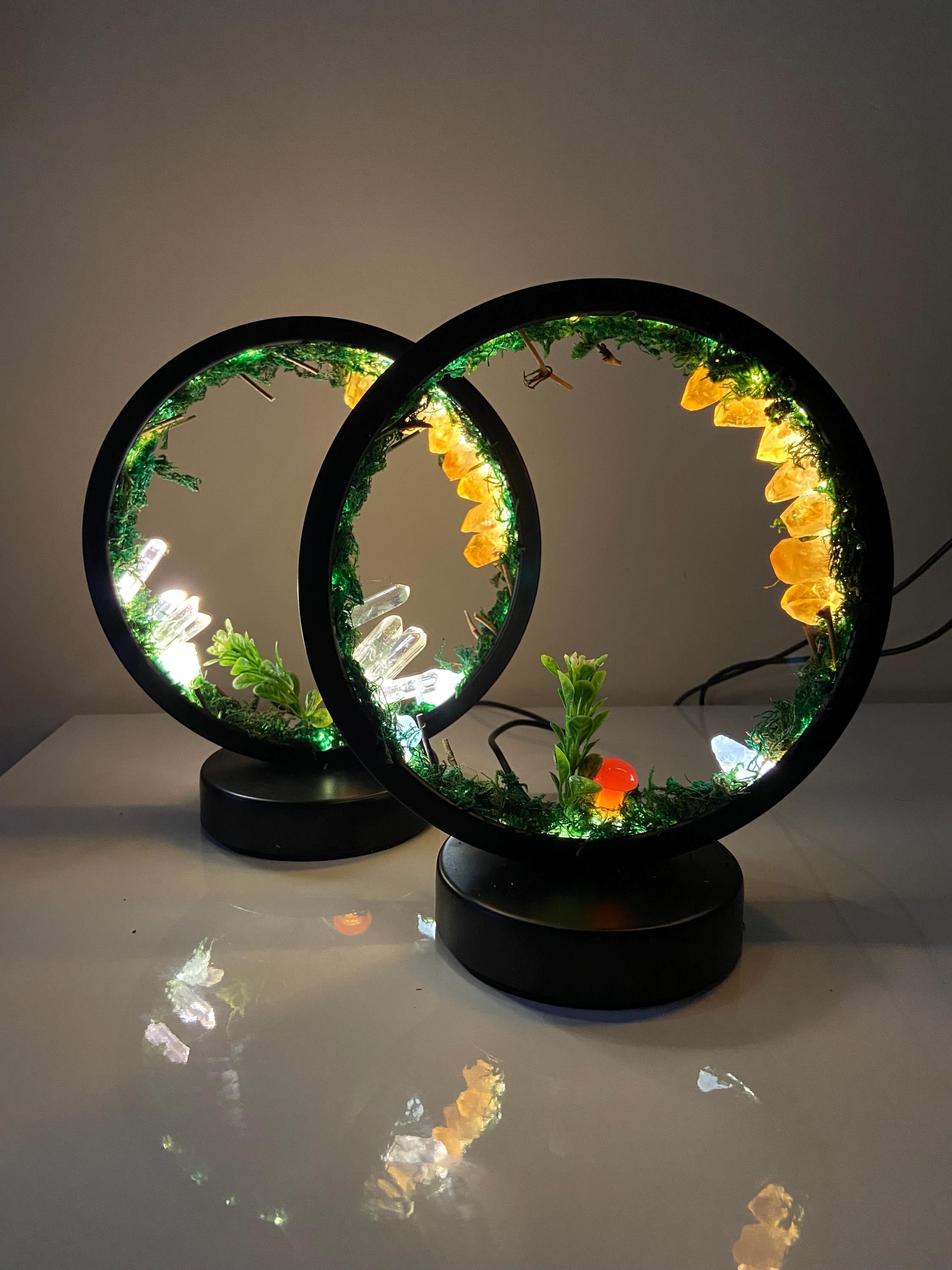 Zen Garden Crystal Lamp: LED Gemstone Night Light, Meditation Decor