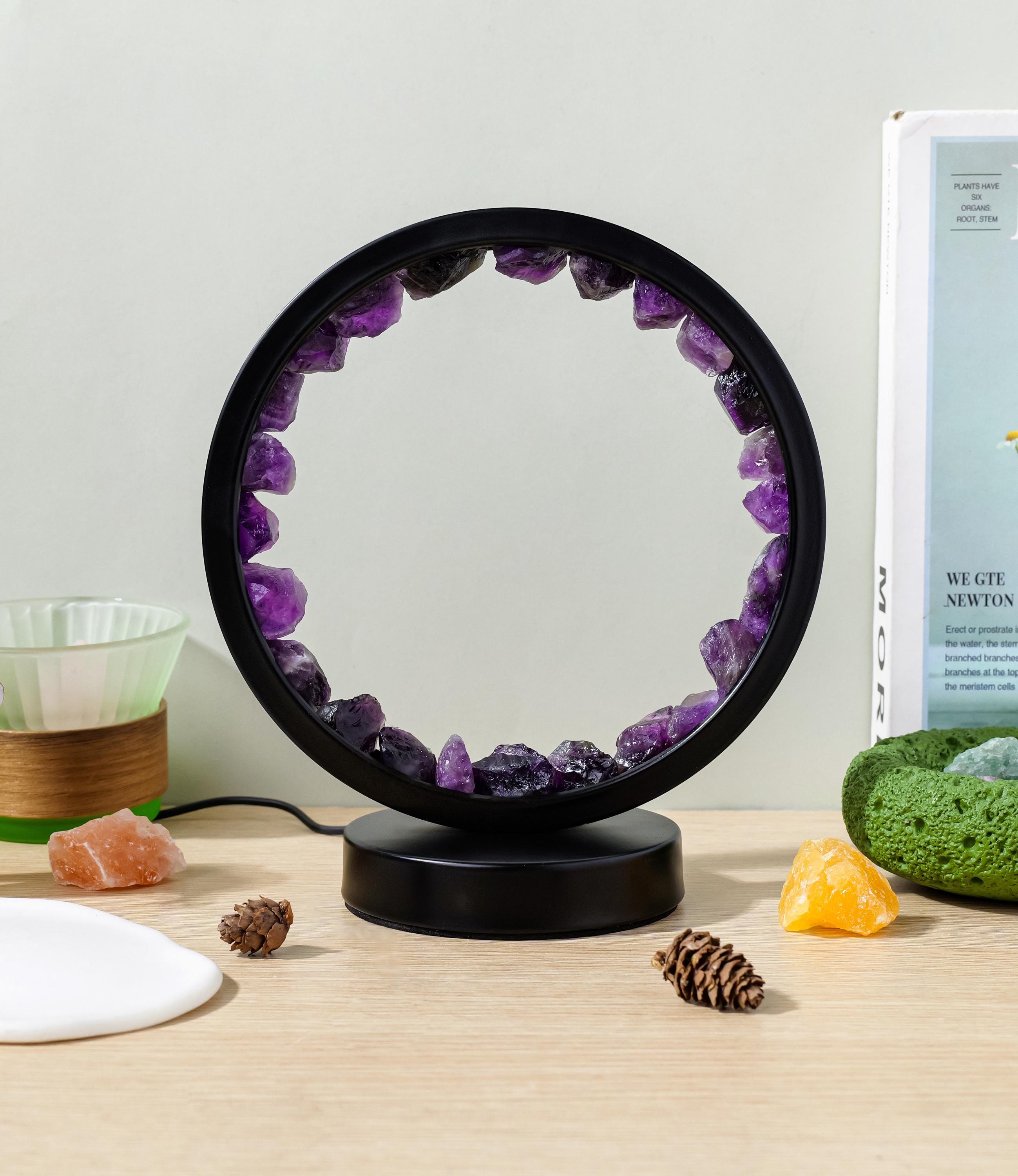 Amethyst Crystal LED Lamp: Healing Gemstone Night Light, Meditation Decor