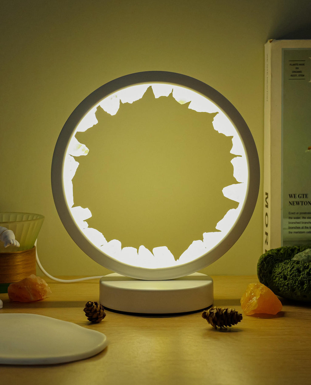 Zen Garden Crystal Lamp: LED Gemstone Night Light, Meditation Decor